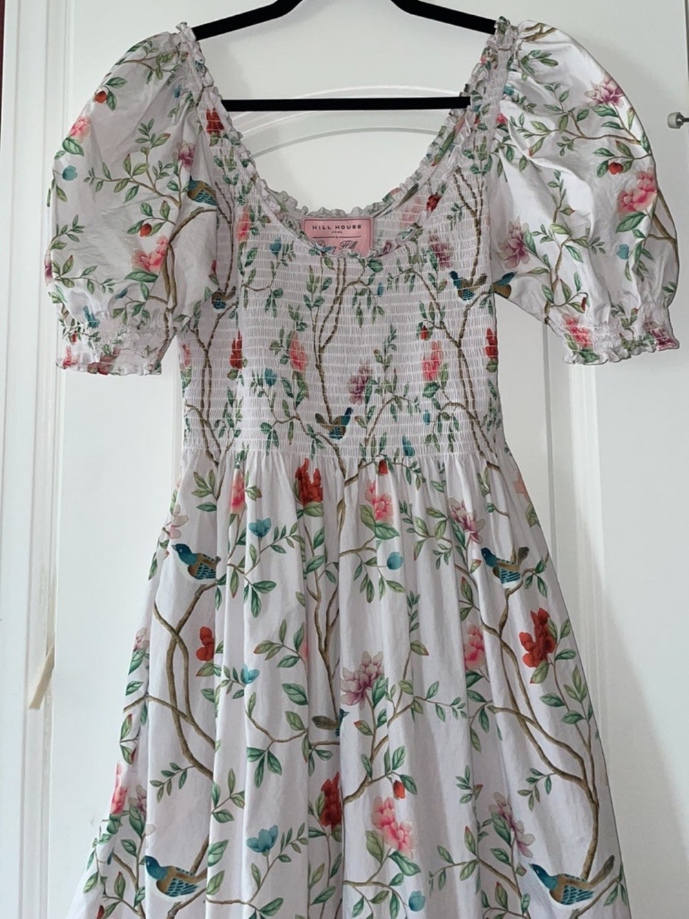 Hill House Lavender Floral Puff-Sleeve Midi Dress